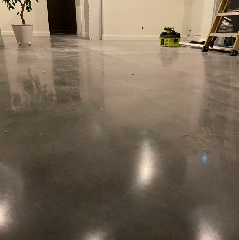 Burnished basement floor, mirror finish